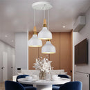 Ljojo 3-Head White Pendant Lights Wood Aluminum Chandelier