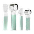 Ljojo Mint Green Stainless Steel Cutlery Set - 16pcs for Kitchen Tableware