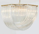 Ljojo Lustre Plate Gold Round Pendant Light Glass Chain Lamp Fixture