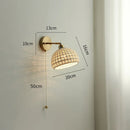 Ljojo Milk Glass LED Wall Light with Pull Chain Switch - Modern Copper Wall Lamp