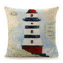 Ljojo Mediterranean Lighthouse Sail Print Pillow Cover for Home Decor