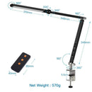Ljojo LED Desk Lamp with Clip 8W Swing Arm Study Office Bedside Dimmable Table Light