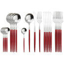 Ljojo 24-Piece Stainless Steel Cutlery Set for 6 - Black Gold Silverware