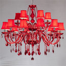 Ljojo Luxury Crystal Candle Chandelier Red LED Light Fixtures
