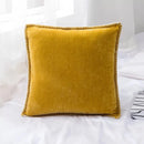 Chenille Cushion Cover with Fringe in Pink Grey Mustard Yellow for Home Sofa Bed Decor 45x45cm
