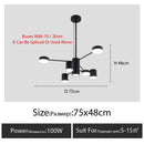 Ljojo LED Chandelier Light Modern Nordic Pendant Lamp for Living Dining Room Bedroom Black