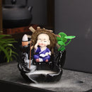 Ljojo Little Monk Ceramic Incense Burner with Mountain Water Flow Ornament