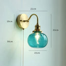 Ljojo Milk Glass LED Wall Light with Pull Chain Switch - Modern Copper Wall Lamp