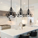 Ljojo Metal Diamond Cage Pendant Lamp for Home Bar and Kitchen