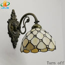 European Glass Beads Wall Lamp Tiffany Style Metal Arm Bedroom Living Room Light - Ljojo