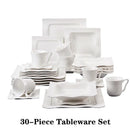 Ljojo 30/60 Piece Porcelain Tableware Set for 6/12, Cups, Saucers, Plates - MALACASA Series