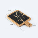 Ljojo Marbling Black Bronzing Wooden Tray, Rectangular Handle Steak Plate karadığında Western Plate.