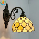 European Glass Beads Wall Lamp Tiffany Style Metal Arm Bedroom Living Room Light - Ljojo