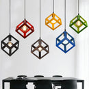 Ljojo Metal Cube Pendant Lamp: Industrial Retro Style for Living Room, Kitchen, Restaurant