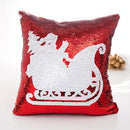 Ljojo Mermaid Snowflake Deer Sequin Red Christmas Pillow Cover