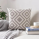 Embroidered Geometric Cushion Cover Grey Black Blue Ljojo Pillowcase Square 45x45cm