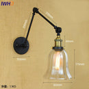 Ljojo Loft Industrial Glass Swing Arm Wall Lamp Fixtures for Bar Coffe Style