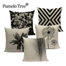 Geometric Meditation Decorative Throw Pillow Cover Ljojo Black White Linen Square Case