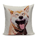 Animal Dog Cushion Cover French Bulldog Pug Pillowcase Woven Linen Decor Home Ljojo