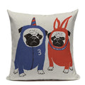 Animal Dog Cushion Cover French Bulldog Pug Pillowcase Woven Linen Decor Home Ljojo