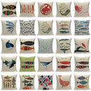 Colorful Fish Pattern Linen Cushion Cover by Ljojo