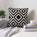 Embroidered Geometric Cushion Cover Grey Black Blue Ljojo Pillowcase Square 45x45cm