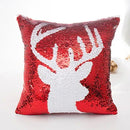 Ljojo Mermaid Snowflake Deer Sequin Red Christmas Pillow Cover