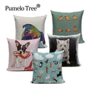 Animal Dog Cushion Cover French Bulldog Pug Pillowcase Woven Linen Decor Home Ljojo