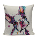 Animal Dog Cushion Cover French Bulldog Pug Pillowcase Woven Linen Decor Home Ljojo