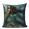 Ljojo Mermaid Pillowcase Ocean Style Cushion Cover 45x45cm Square Home Decor