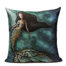 Ljojo Mermaid Pillowcase Ocean Style Cushion Cover 45x45cm Square Home Decor