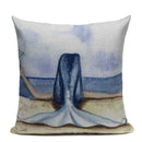 Ljojo Mermaid Pillowcase Ocean Style Cushion Cover 45x45cm Square Home Decor