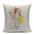 Ljojo Mermaid Pillowcase Ocean Style Cushion Cover 45x45cm Square Home Decor