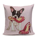 Animal Dog Cushion Cover French Bulldog Pug Pillowcase Woven Linen Decor Home Ljojo
