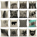 Geometric Meditation Decorative Throw Pillow Cover Ljojo Black White Linen Square Case