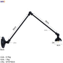 Ljojo Long Arm LED Wall Lights - Adjustable Swing Industrial Sconce