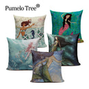 Ljojo Mermaid Pillowcase Ocean Style Cushion Cover 45x45cm Square Home Decor