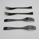 Ljojo 4-Piece Black Stainless Steel Dessert Fork Set for Dinner Salad Fruit