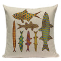 Colorful Fish Pattern Linen Cushion Cover by Ljojo