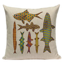 Colorful Fish Pattern Linen Cushion Cover by Ljojo