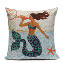 Ljojo Mermaid Pillowcase Ocean Style Cushion Cover 45x45cm Square Home Decor
