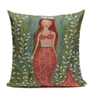 Ljojo Mermaid Pillowcase Ocean Style Cushion Cover 45x45cm Square Home Decor