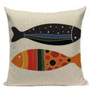 Colorful Fish Pattern Linen Cushion Cover by Ljojo