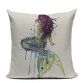Ljojo Mermaid Pillowcase Ocean Style Cushion Cover 45x45cm Square Home Decor