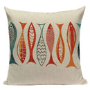 Colorful Fish Pattern Linen Cushion Cover by Ljojo