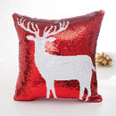 Ljojo Mermaid Snowflake Deer Sequin Red Christmas Pillow Cover