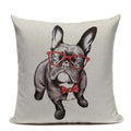 Animal Dog Cushion Cover French Bulldog Pug Pillowcase Woven Linen Decor Home Ljojo
