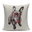 Animal Dog Cushion Cover French Bulldog Pug Pillowcase Woven Linen Decor Home Ljojo