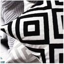 Embroidered Geometric Cushion Cover Grey Black Blue Ljojo Pillowcase Square 45x45cm