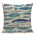 Colorful Fish Pattern Linen Cushion Cover by Ljojo